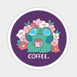 Frog drinks Coffee Magnet